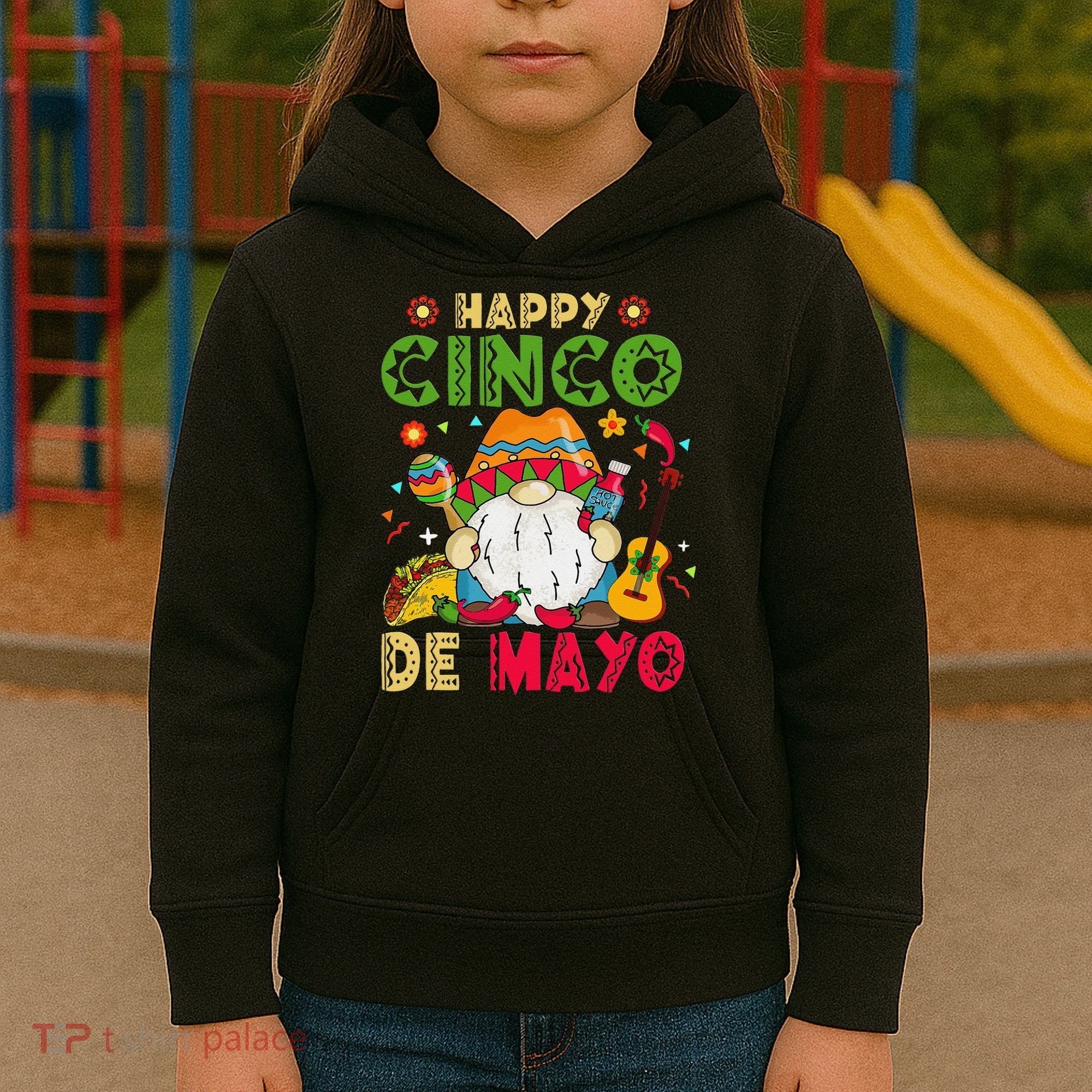 Happy Cinco De Mayo Mexican Gnome Cinco De Mayo Kids Hoodie