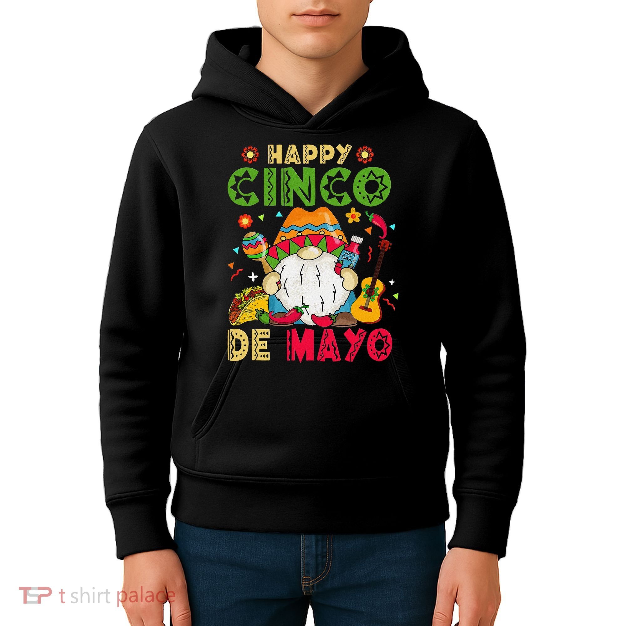 Happy Cinco De Mayo Mexican Gnome Cinco De Mayo Kids Hoodie