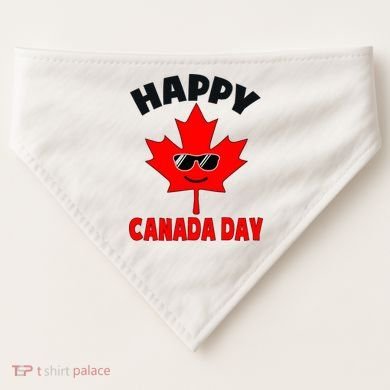 Happy Canada Day Funny Maple Leaf Canada Day USA-Made Doggie Bandana