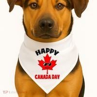 Happy Canada Day Funny Maple Leaf Canada Day USA-Made Doggie Bandana thumb 1