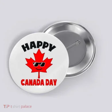 Happy Canada Day Funny Maple Leaf Canada Day Button