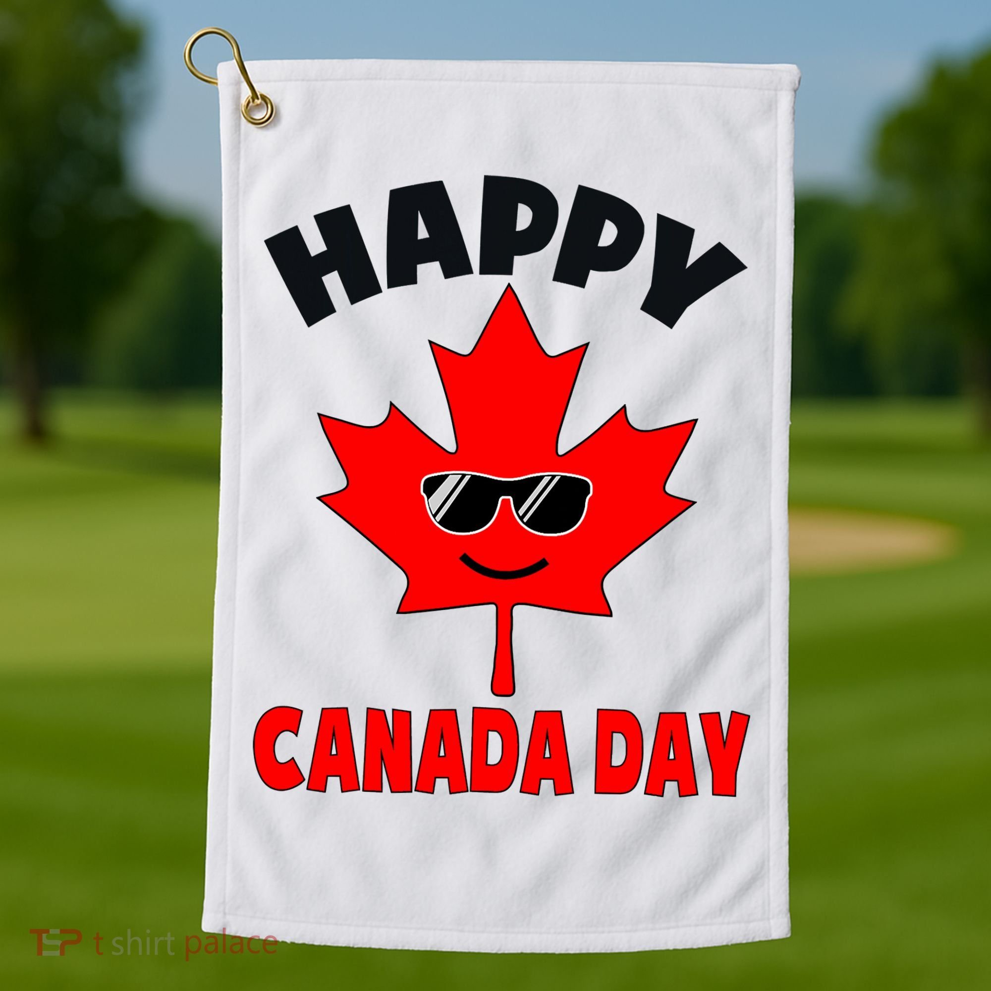 Happy Canada Day Funny Maple Leaf Canada Day Golf Towel