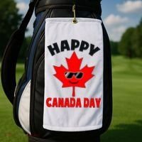 Happy Canada Day Funny Maple Leaf Canada Day Golf Towel thumb 2