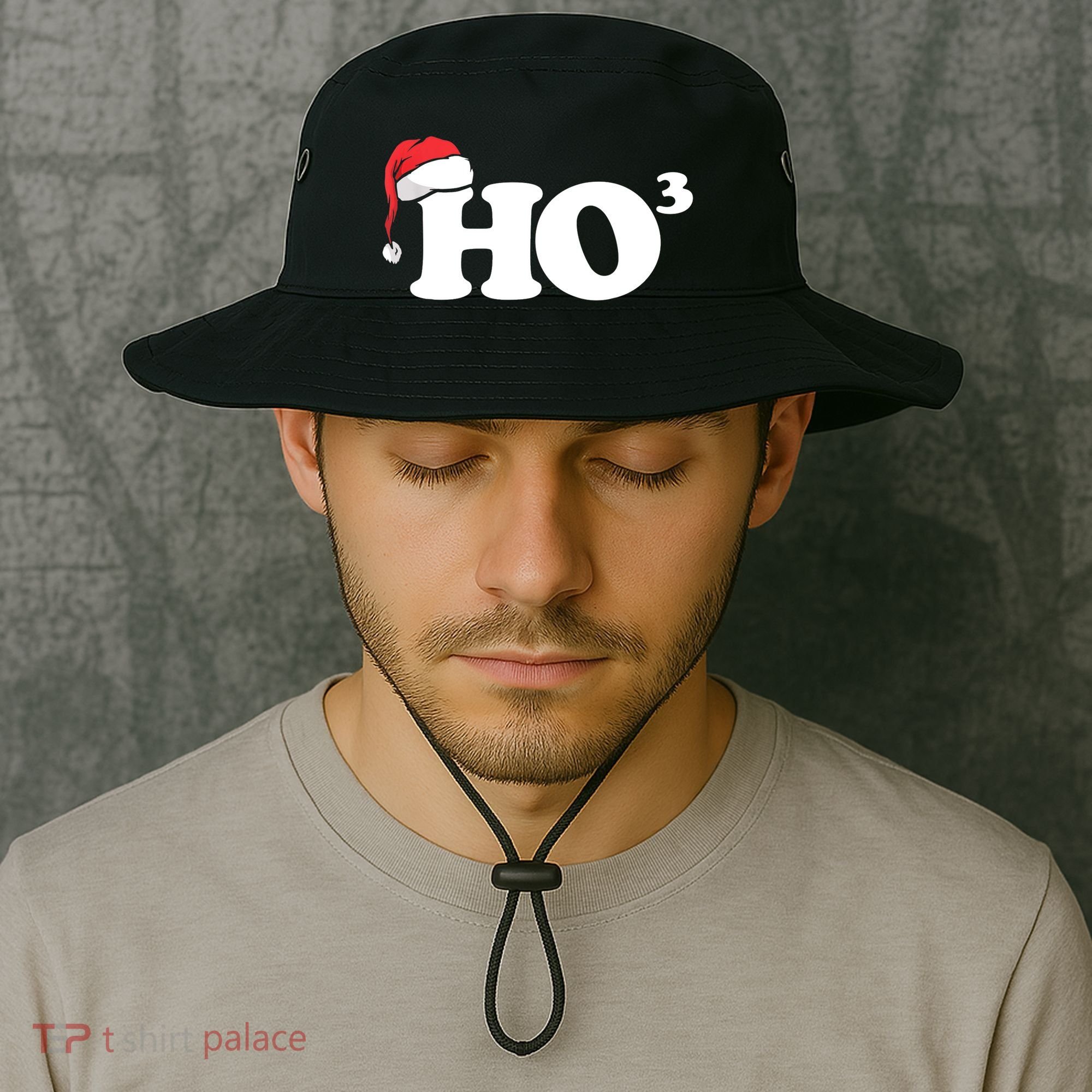 Ho Cubbed Funny Ho To The Power Three Ho Ho Ho Christmas TShirt Bucket Hat