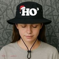 Ho Cubbed Funny Ho To The Power Three Ho Ho Ho Christmas TShirt Bucket Hat thumb 3