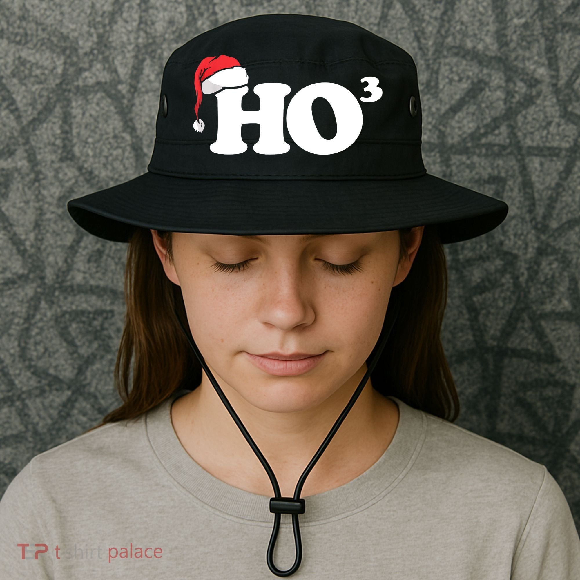 Ho Cubbed Funny Ho To The Power Three Ho Ho Ho Christmas TShirt Bucket Hat