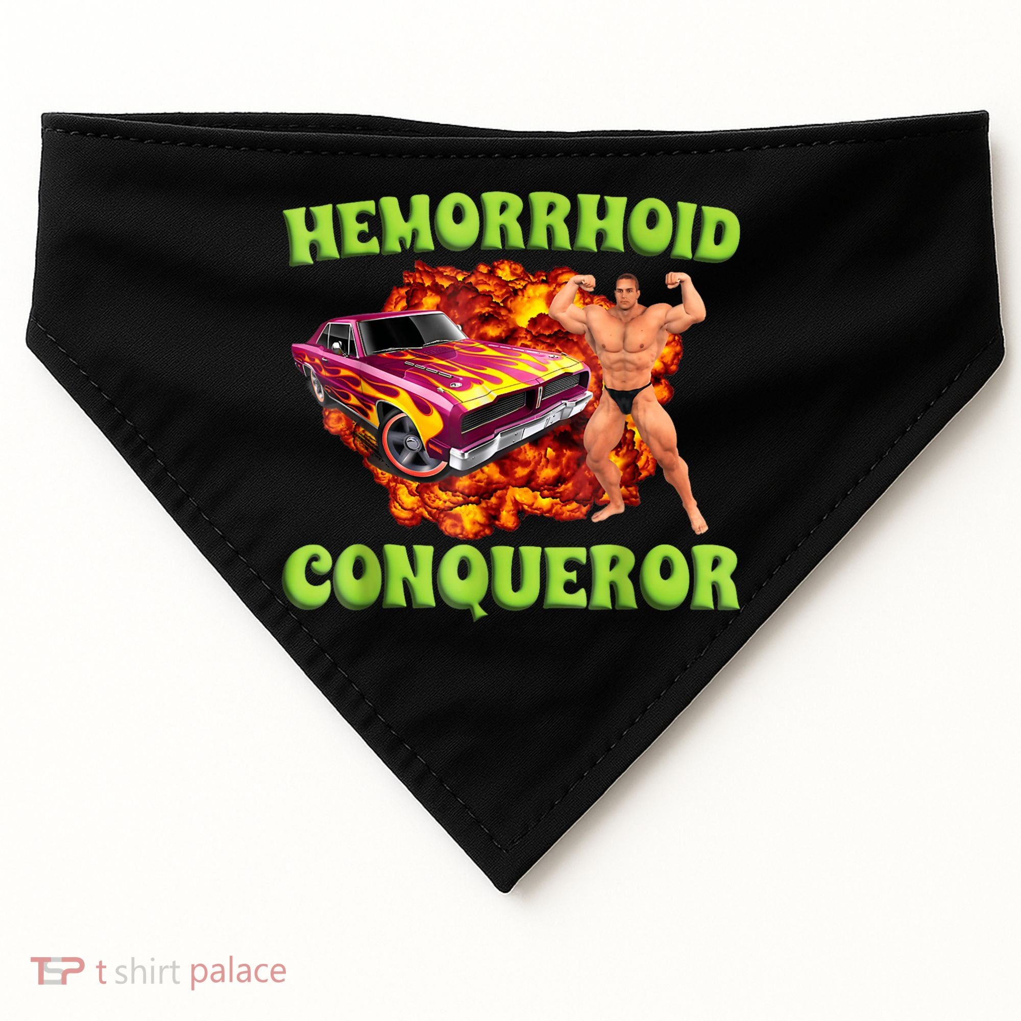 Hemorrhoid Conqueror Funny Oddly Specific Dank Meme USA-Made Doggie Bandana