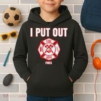 Halloween Costume Funny Firefighter I Put Out Fires Firemen Kids Hoodie thumb 2
