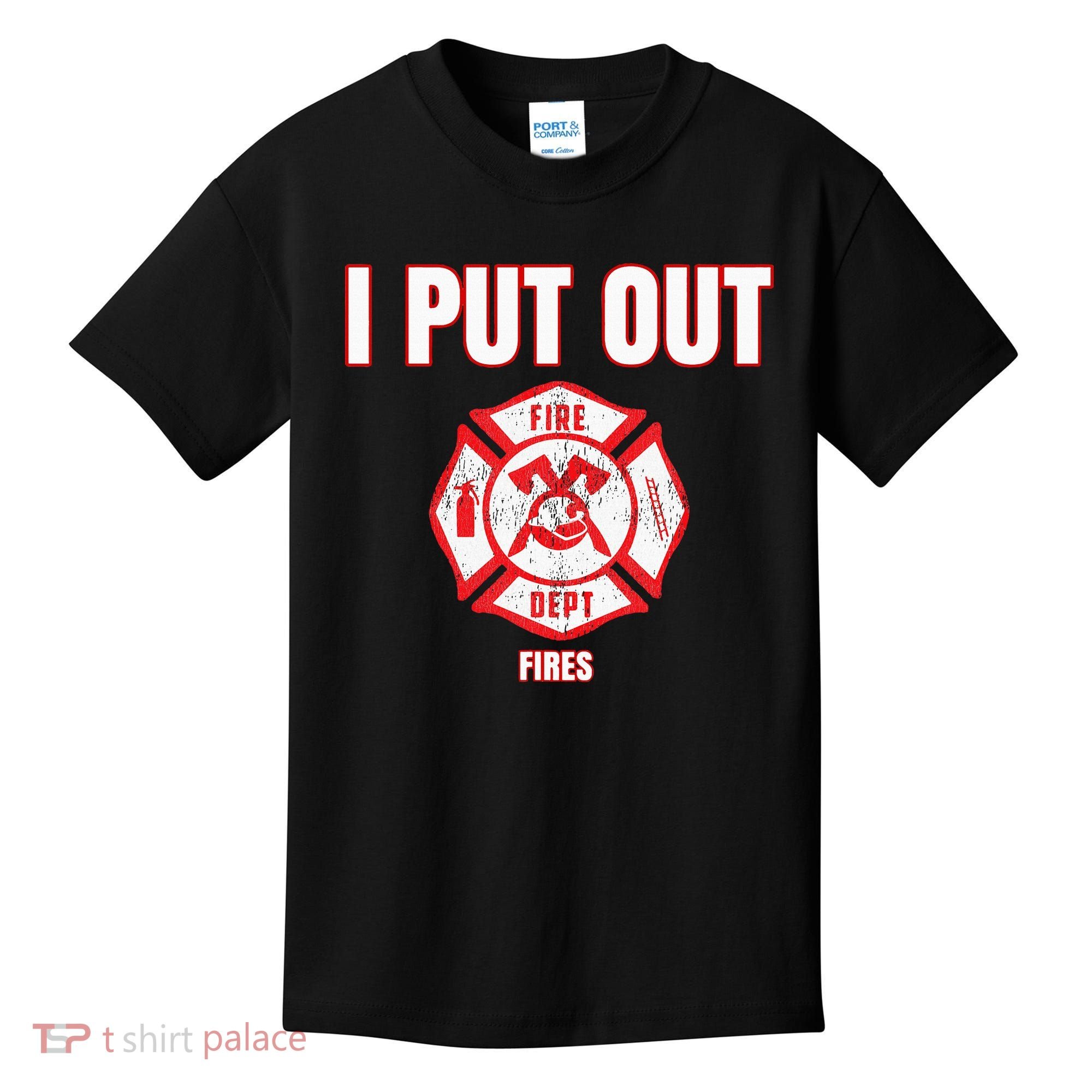 Halloween Costume Funny Firefighter I Put Out Fires Firemen Kids T-Shirt