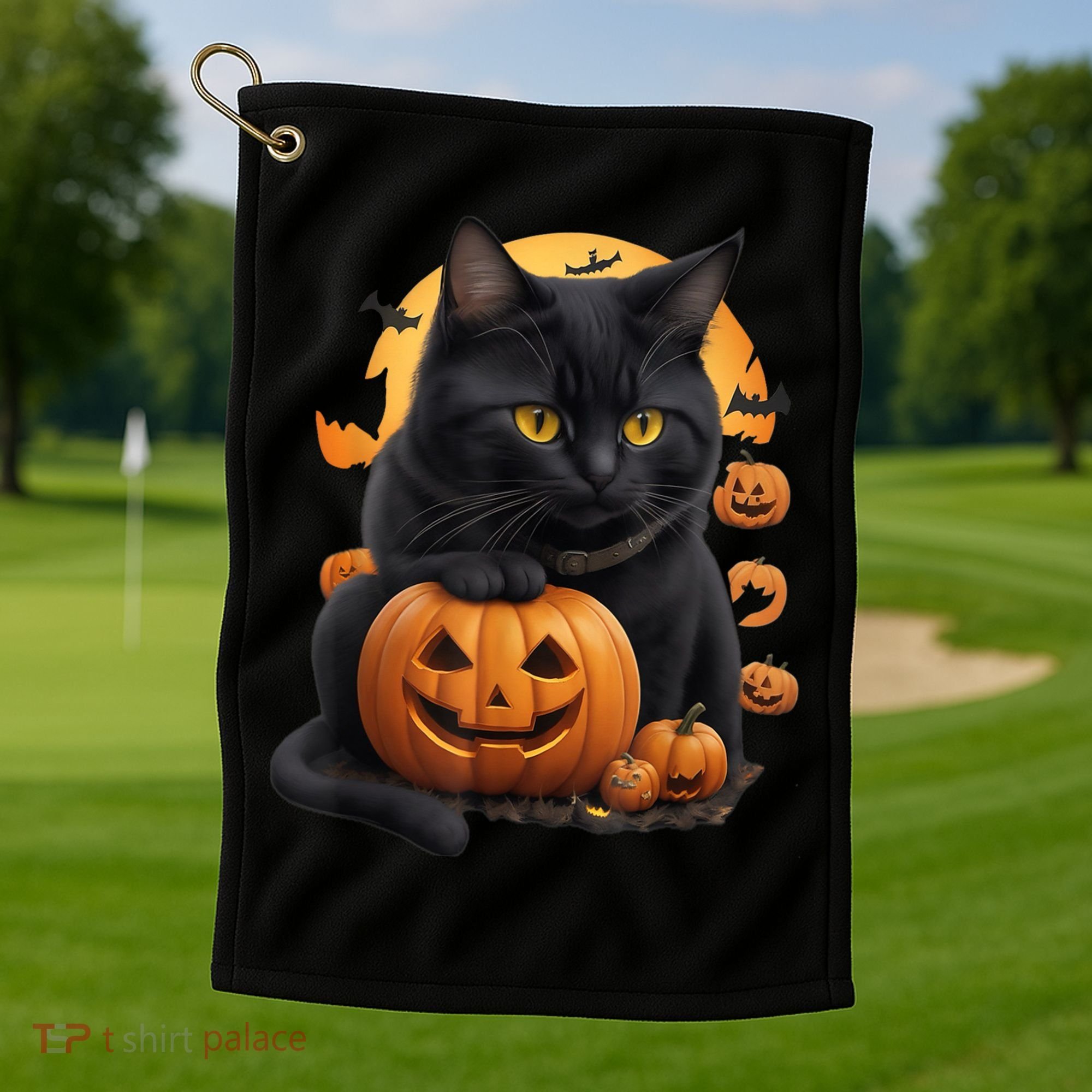 Halloween Cats Funny Cat Halloween Golf Towel