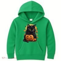 Halloween Cats Funny Cat Halloween Kids Hoodie thumb 0