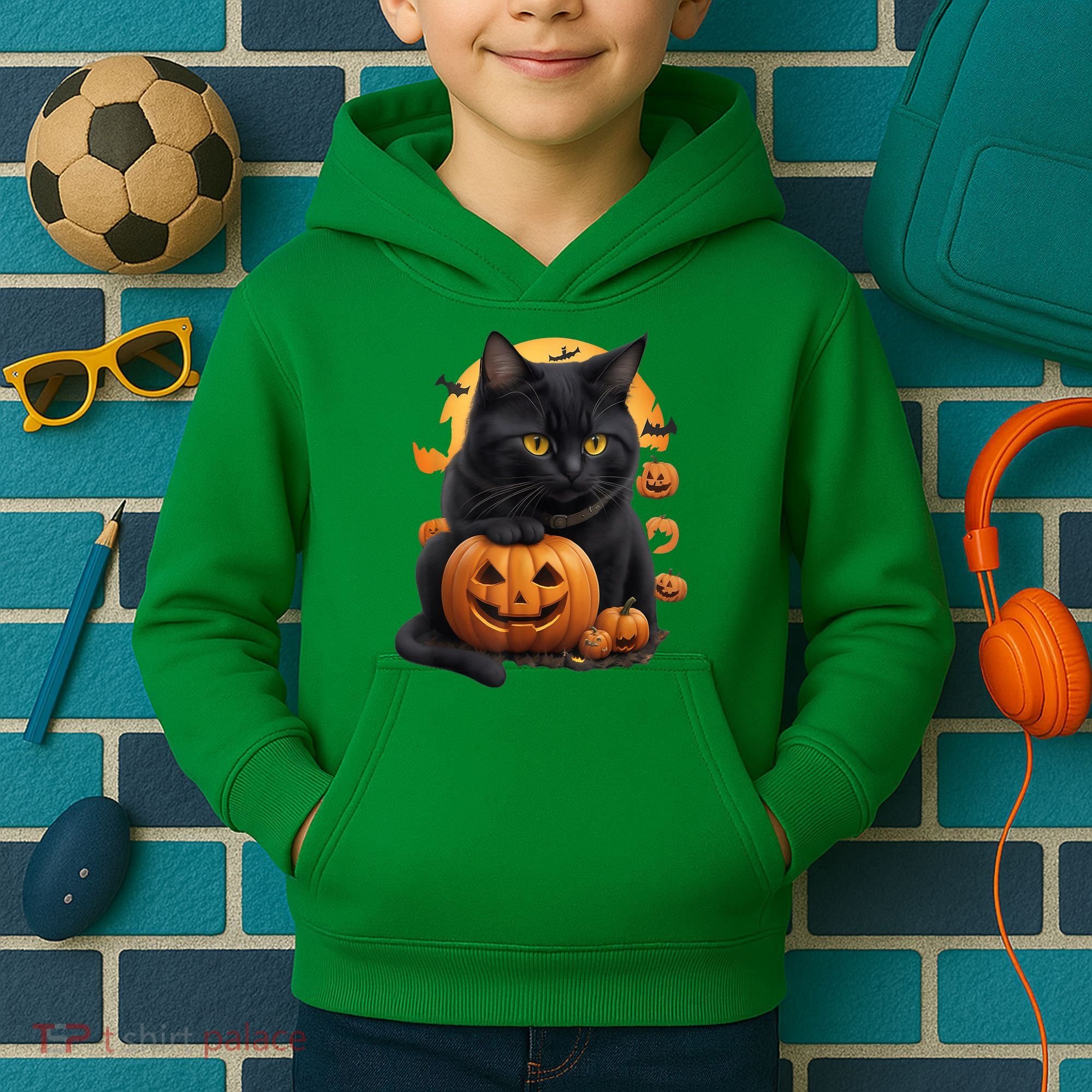 Halloween Cats Funny Cat Halloween Kids Hoodie
