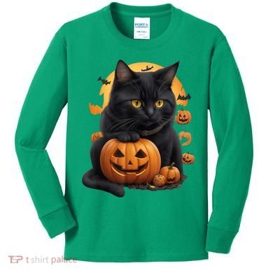 Halloween Cats Funny Cat Halloween Kids Long Sleeve Shirt