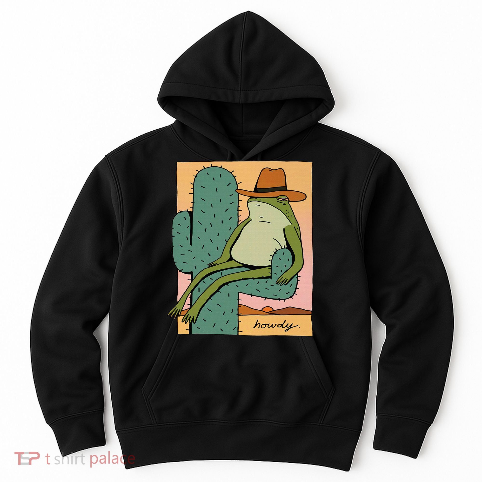 Howdy Cactus Frog Hat Meme Cute Hoodie