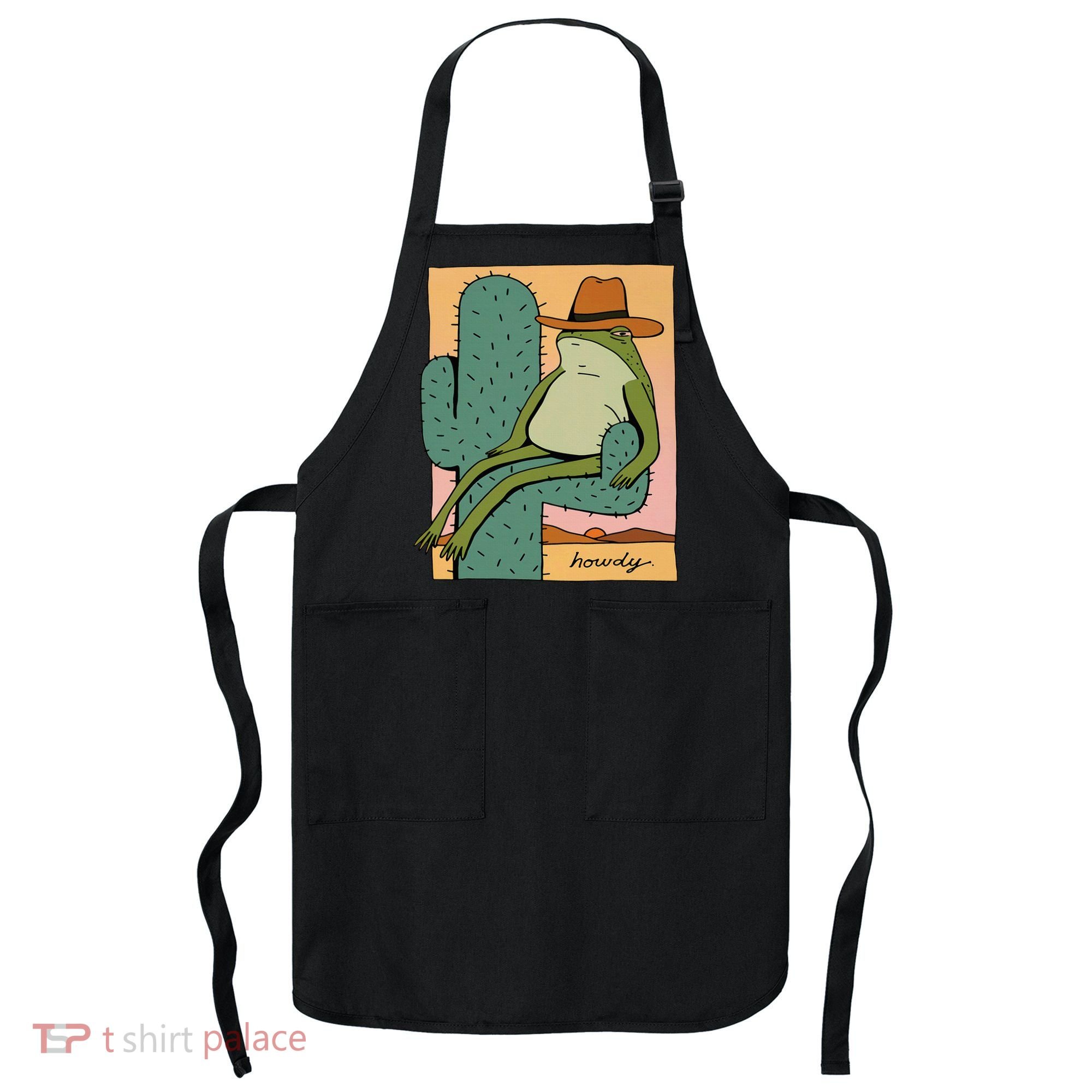 Howdy Cactus Frog Hat Meme Cute Apron