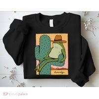 Howdy Cactus Frog Hat Meme Cute Sweatshirt thumb 2