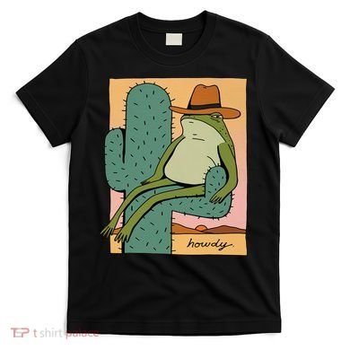 Howdy Cactus Frog Hat Meme Cute T-Shirt