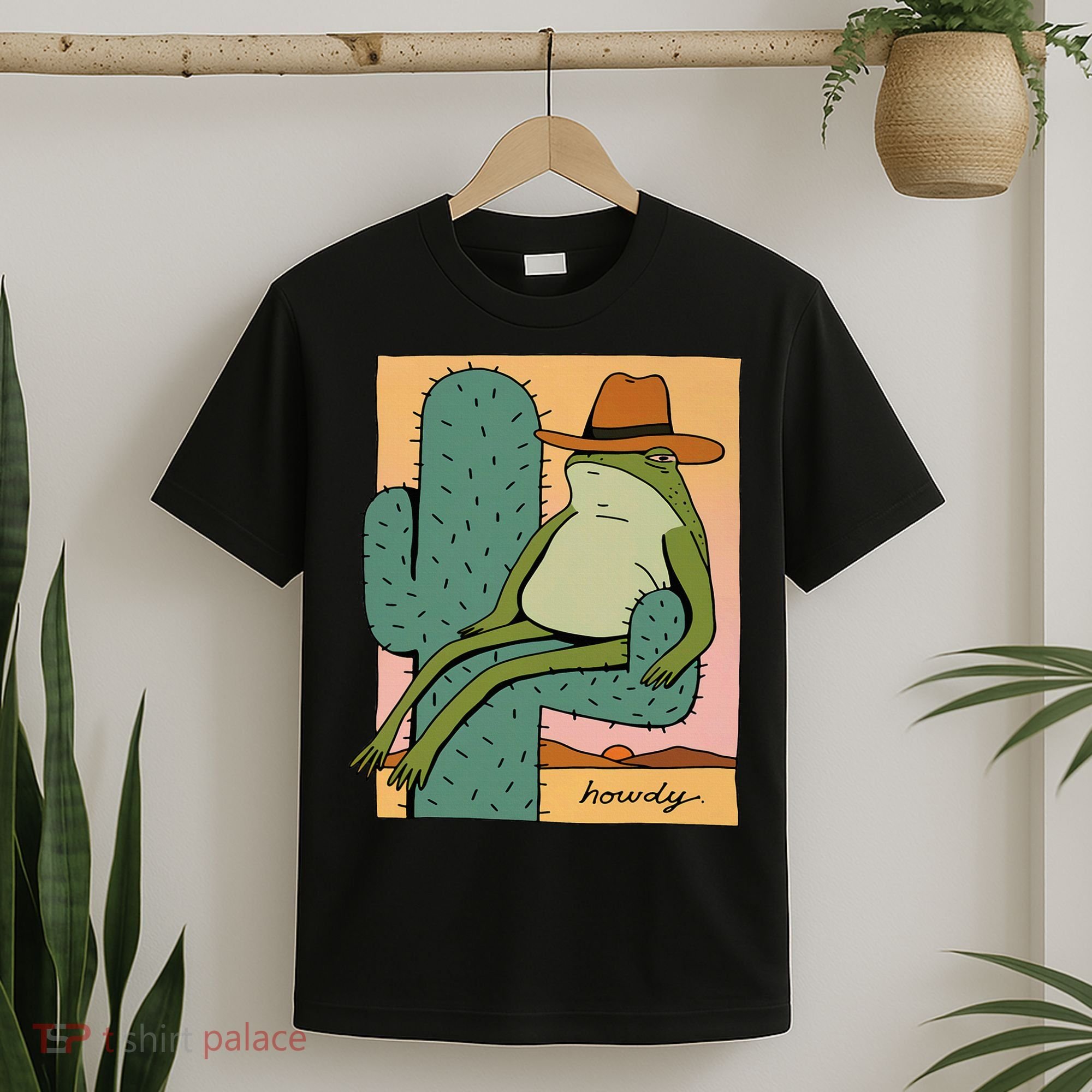 Howdy Cactus Frog Hat Meme Cute T-Shirt