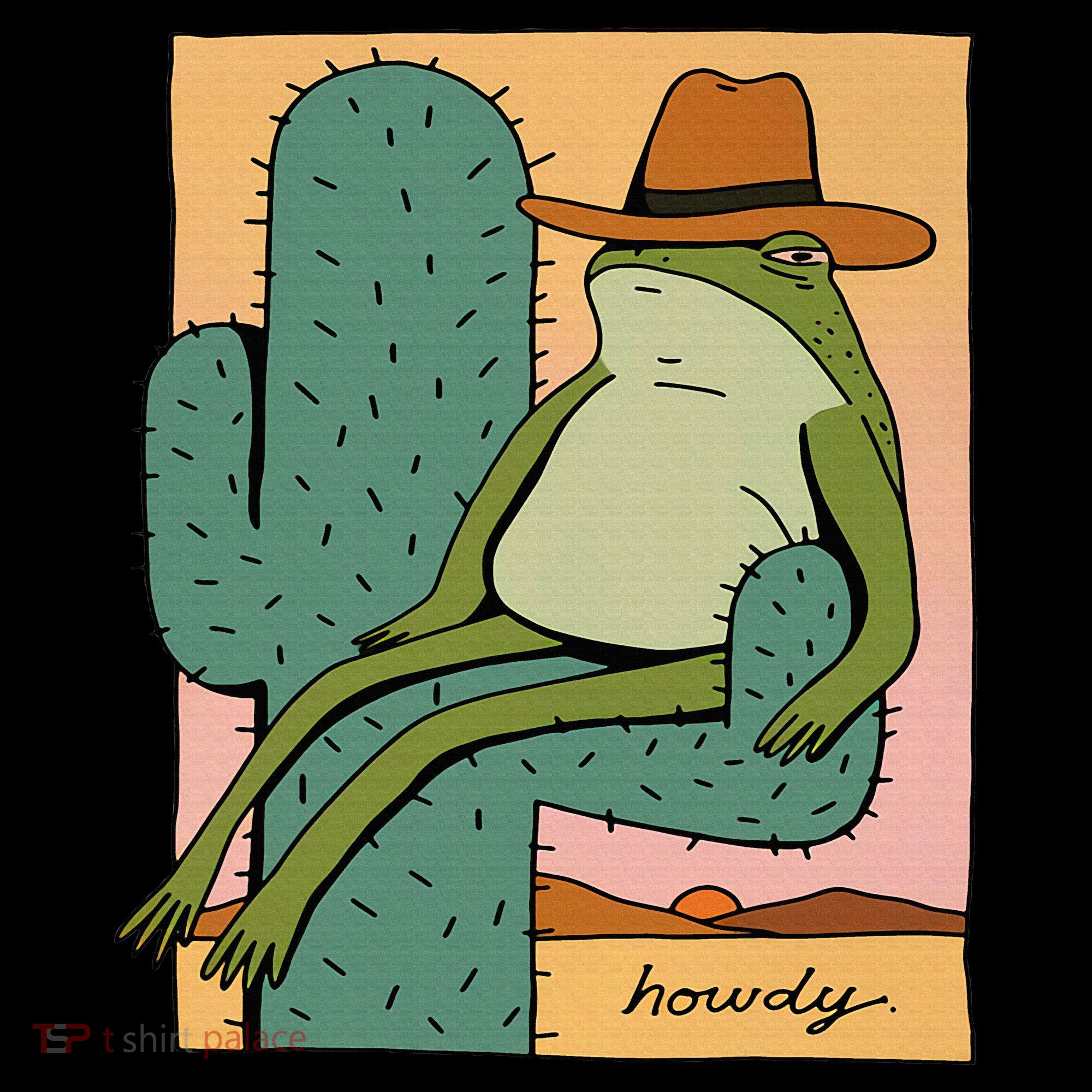 Howdy Cactus Frog Hat Meme Cute T-Shirt