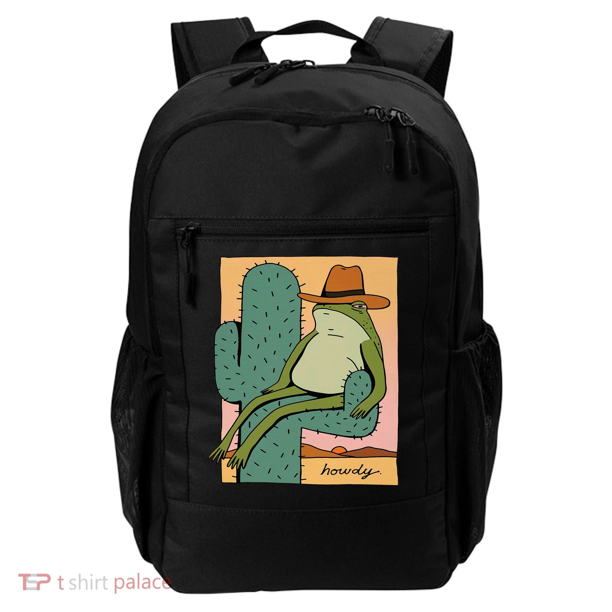 Howdy Cactus Frog Hat Meme Cute Backpack