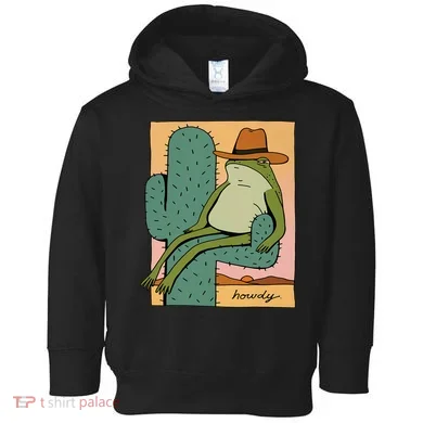 Howdy Cactus Frog Hat Meme Cute Toddler Hoodie