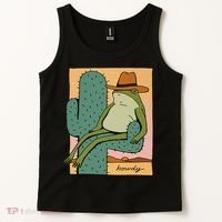 Howdy Cactus Frog Hat Meme Cute Tank Top thumb 2
