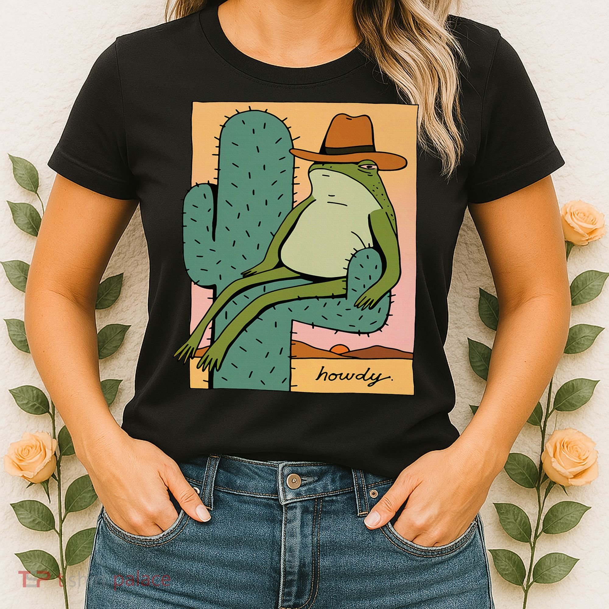 Howdy Cactus Frog Hat Meme Cute Women's T-Shirt