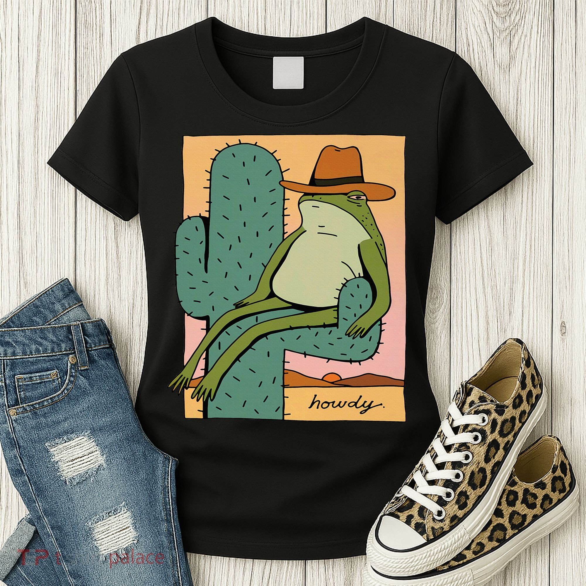 Howdy Cactus Frog Hat Meme Cute Women's T-Shirt