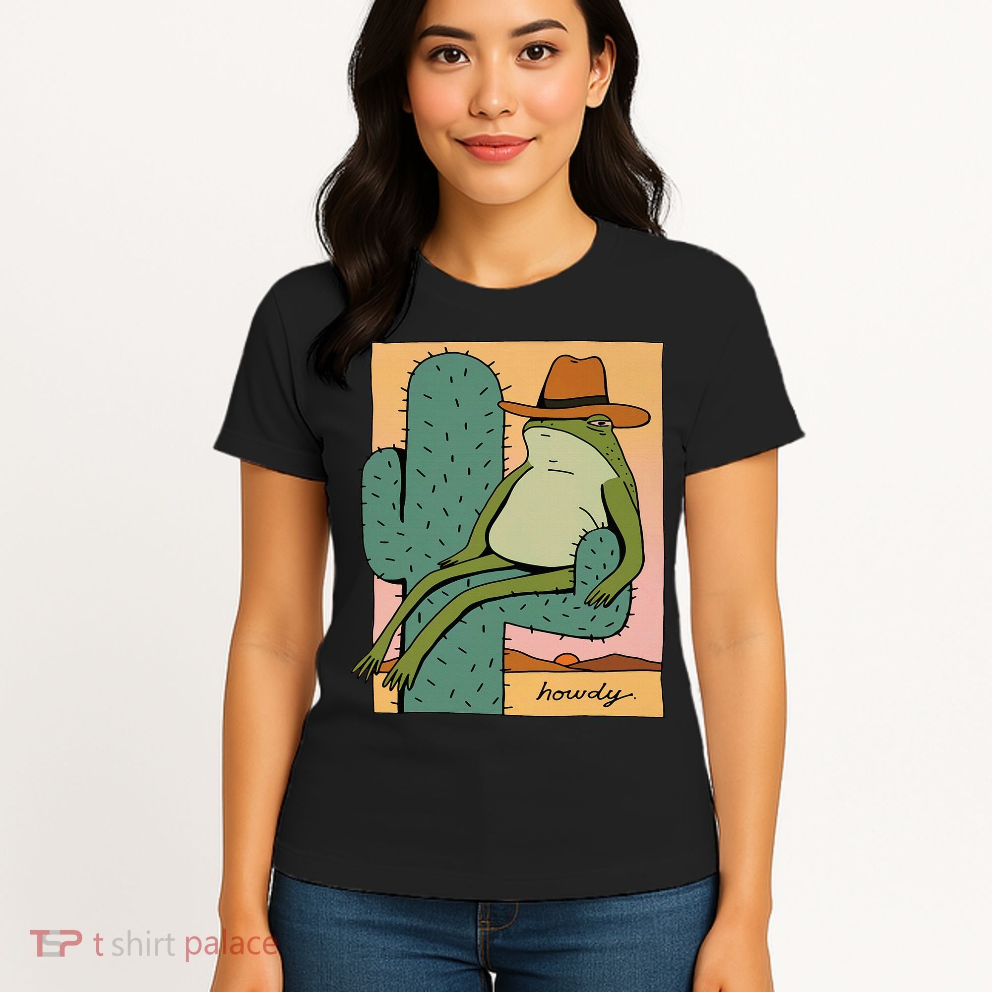 Howdy Cactus Frog Hat Meme Cute Women's T-Shirt