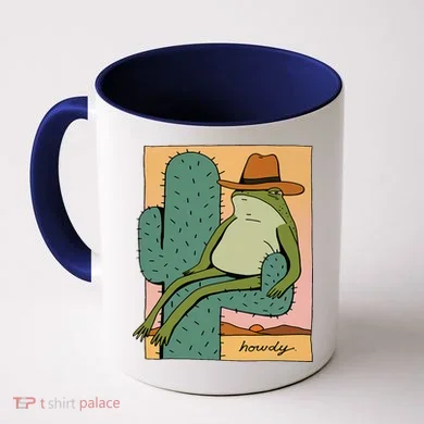 Howdy Cactus Frog Hat Meme Cute Coffee Mug