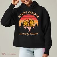 Happy Camper Fueled by Alcohol Camping Group Party Ideas Ladies Heavyweight Boxy Pullover Hoodie thumb 0