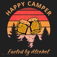 Happy Camper Fueled by Alcohol Camping Group Party Ideas Ladies Heavyweight Boxy Pullover Hoodie thumb 2