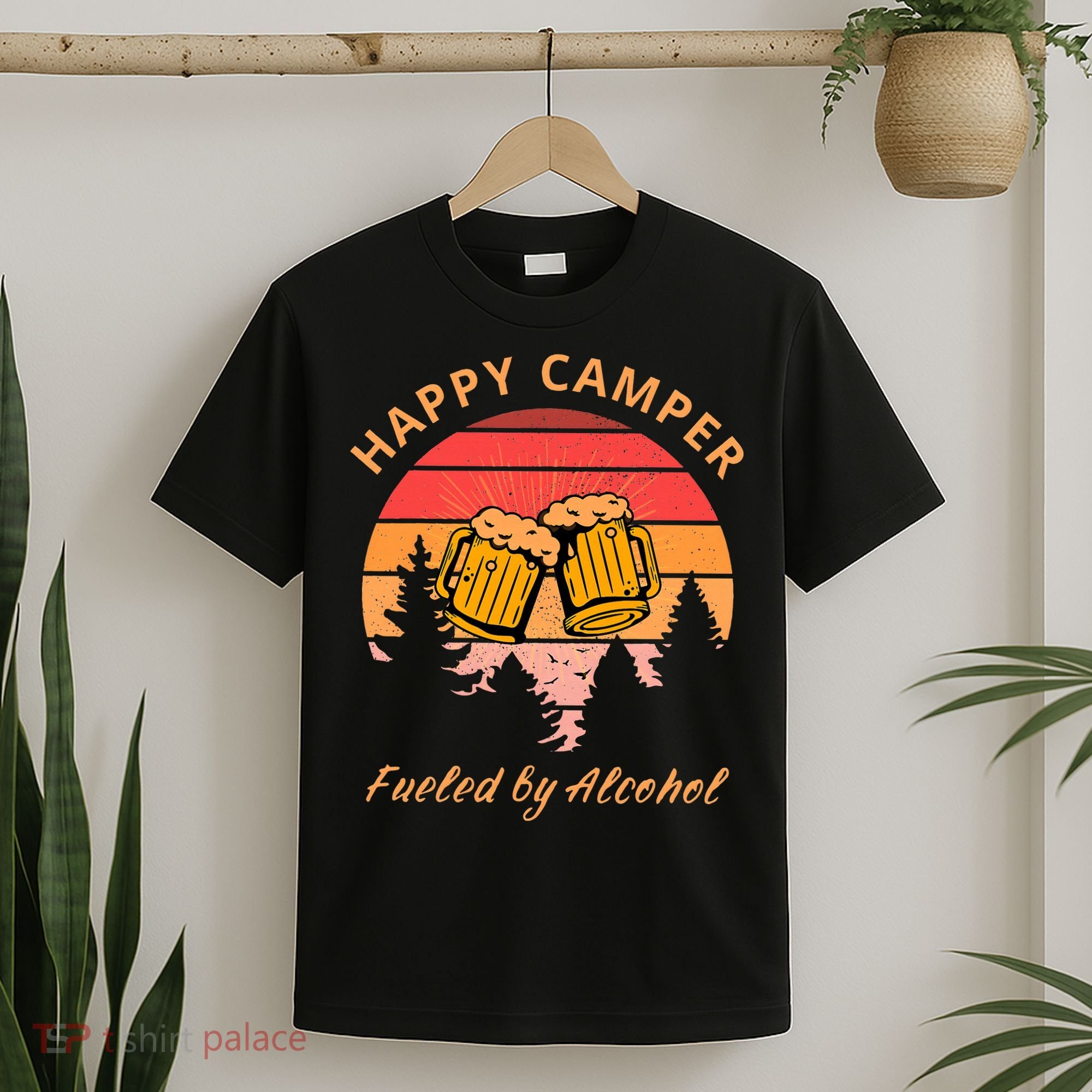 Happy Camper Fueled by Alcohol Camping Group Party Ideas T-Shirt