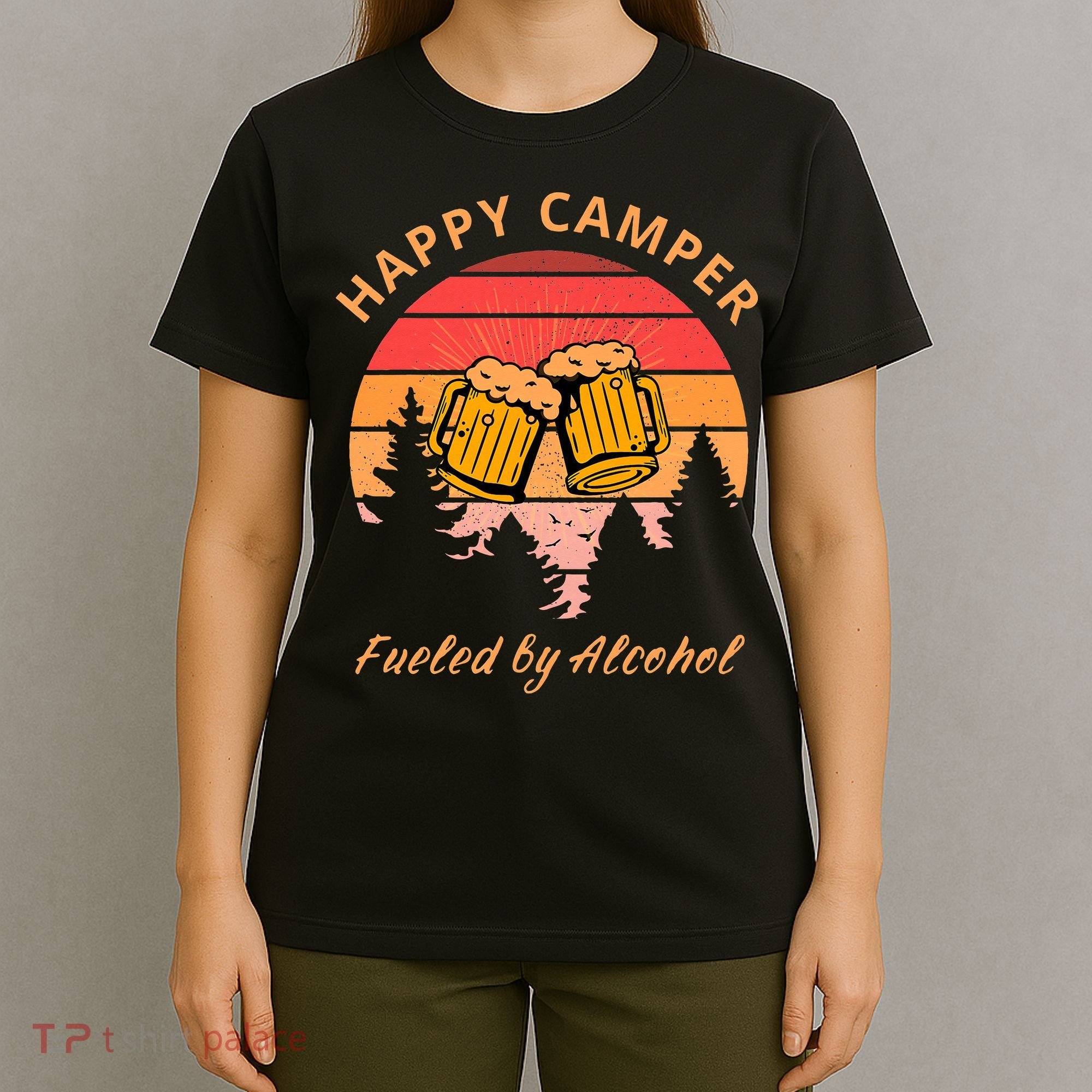 Happy Camper Fueled by Alcohol Camping Group Party Ideas T-Shirt