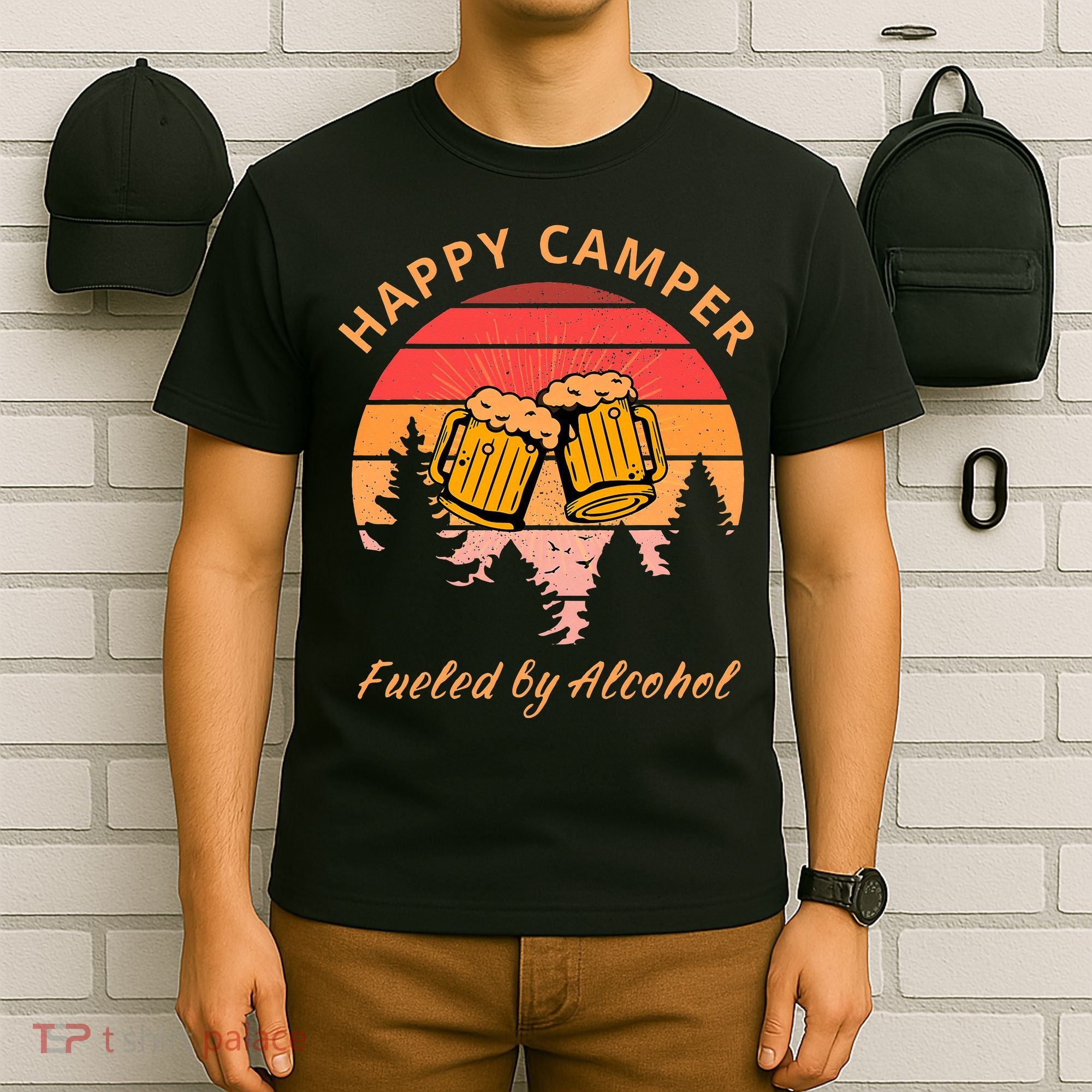Happy Camper Fueled by Alcohol Camping Group Party Ideas T-Shirt