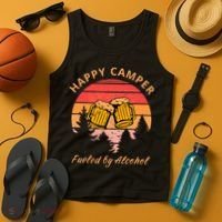 Happy Camper Fueled by Alcohol Camping Group Party Ideas Tank Top thumb 4
