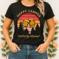 Happy Camper Fueled by Alcohol Camping Group Party Ideas Women's T-Shirt thumb 2