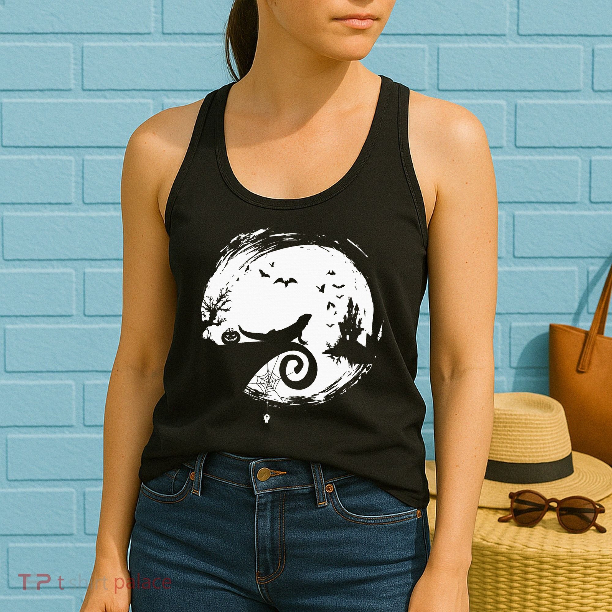 Halloween Costume for Bearded Dragon Spooky Moon Silhouette Women's Tank Top