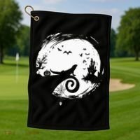 Halloween Costume for Bearded Dragon Spooky Moon Silhouette Golf Towel thumb 1