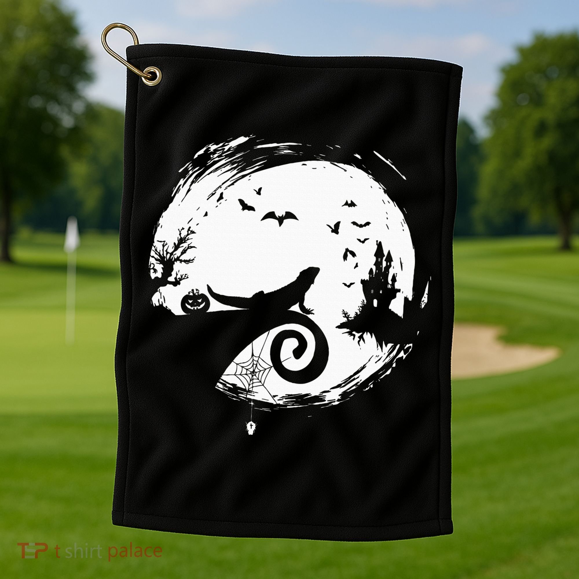 Halloween Costume for Bearded Dragon Spooky Moon Silhouette Golf Towel
