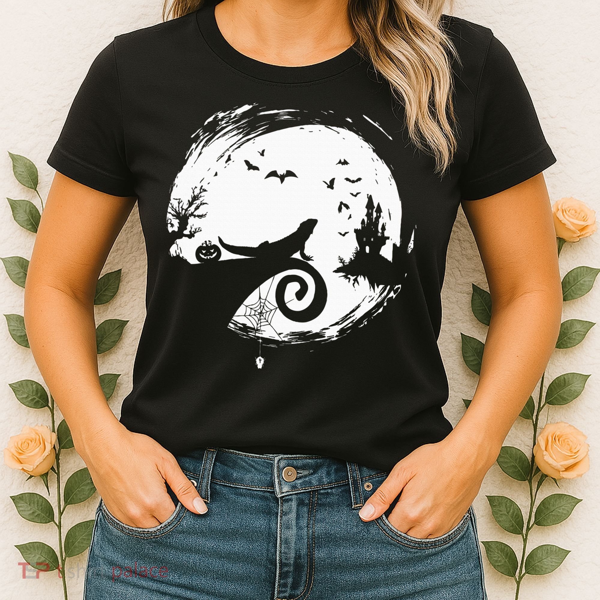 Halloween Costume for Bearded Dragon Spooky Moon Silhouette Women's T-Shirt