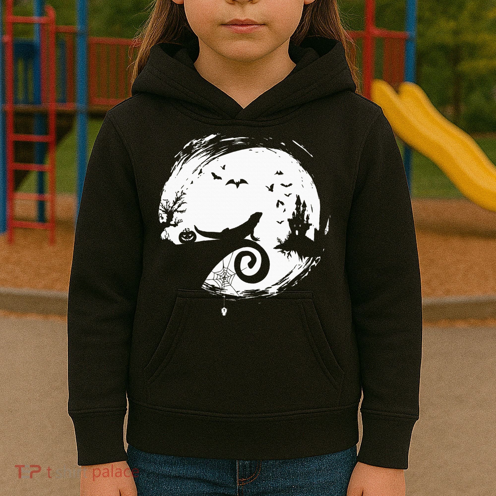 Halloween Costume for Bearded Dragon Spooky Moon Silhouette Kids Hoodie