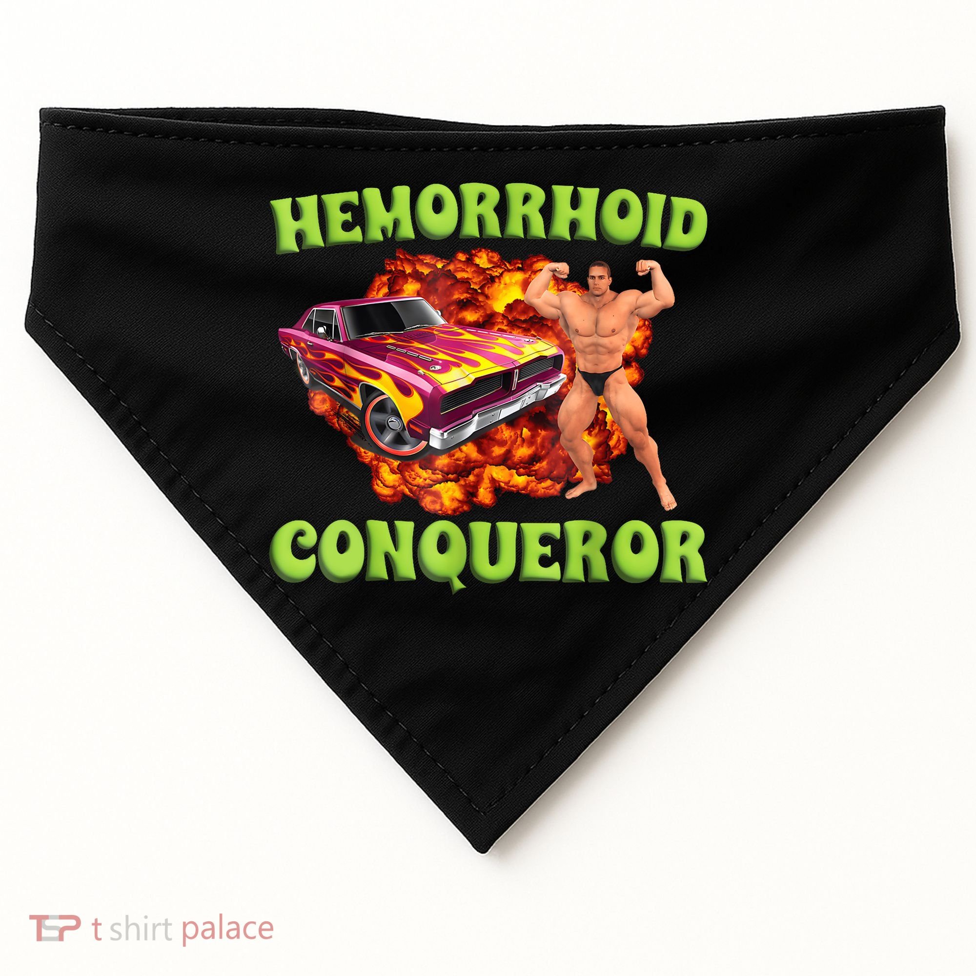 Hemorrhoid Conqueror Funny Meme Weird Offensive Cringe Joke USA-Made Doggie Bandana