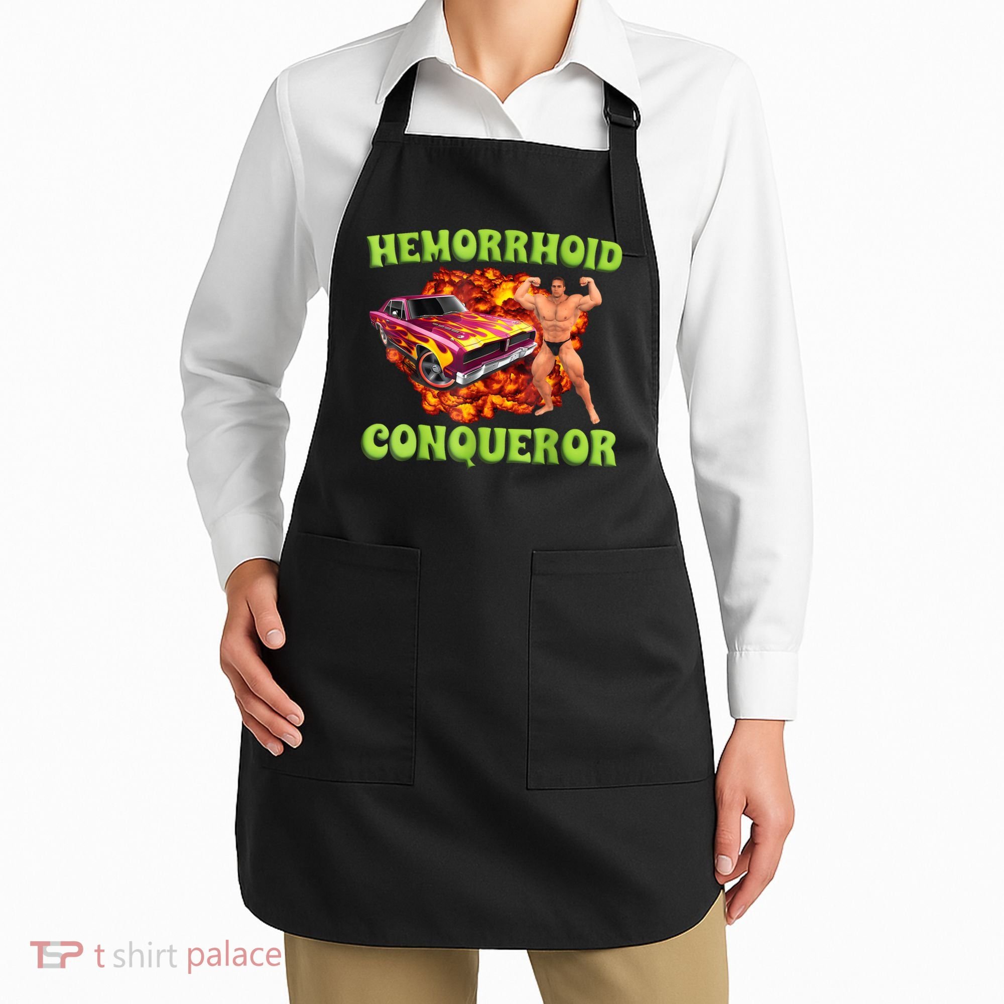 Hemorrhoid Conqueror Funny Meme Weird Offensive Cringe Joke Apron