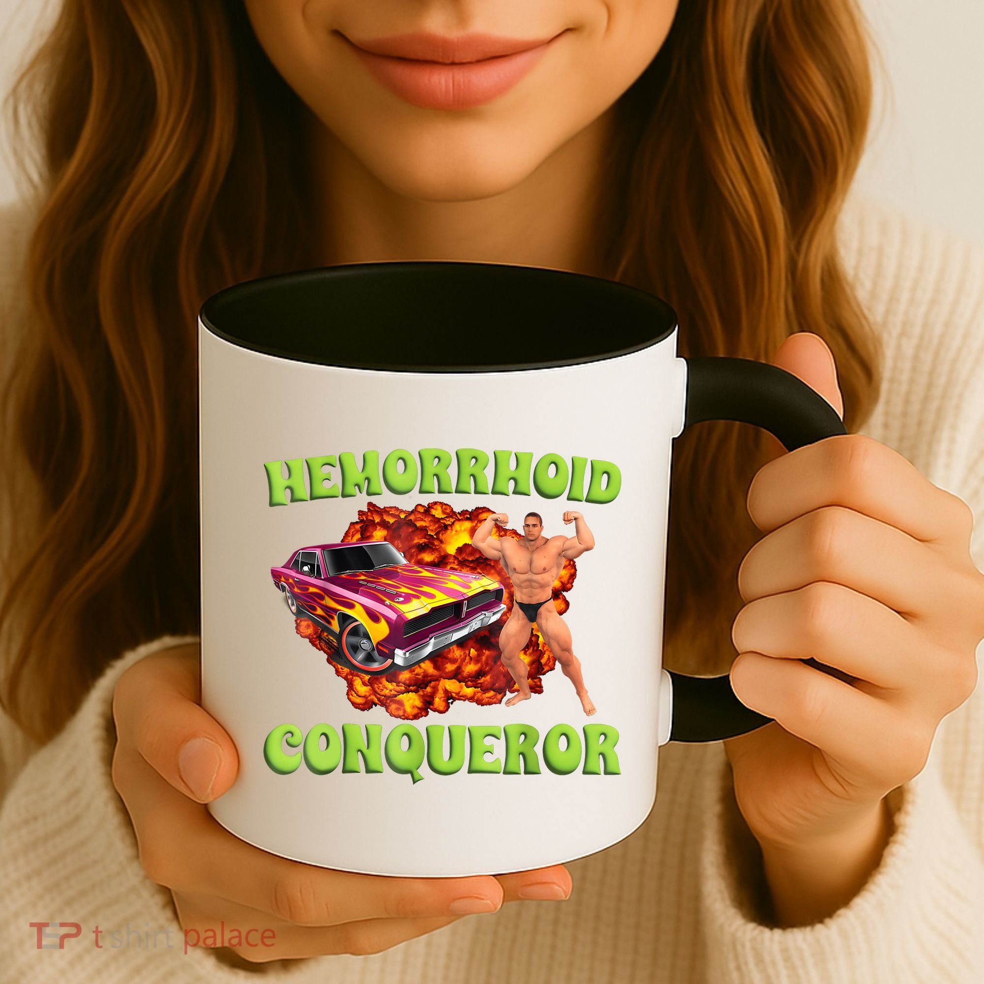 Hemorrhoid Conqueror Funny Meme Weird Offensive Cringe Joke Coffee Mug