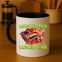 Hemorrhoid Conqueror Funny Meme Weird Offensive Cringe Joke Coffee Mug thumb 4