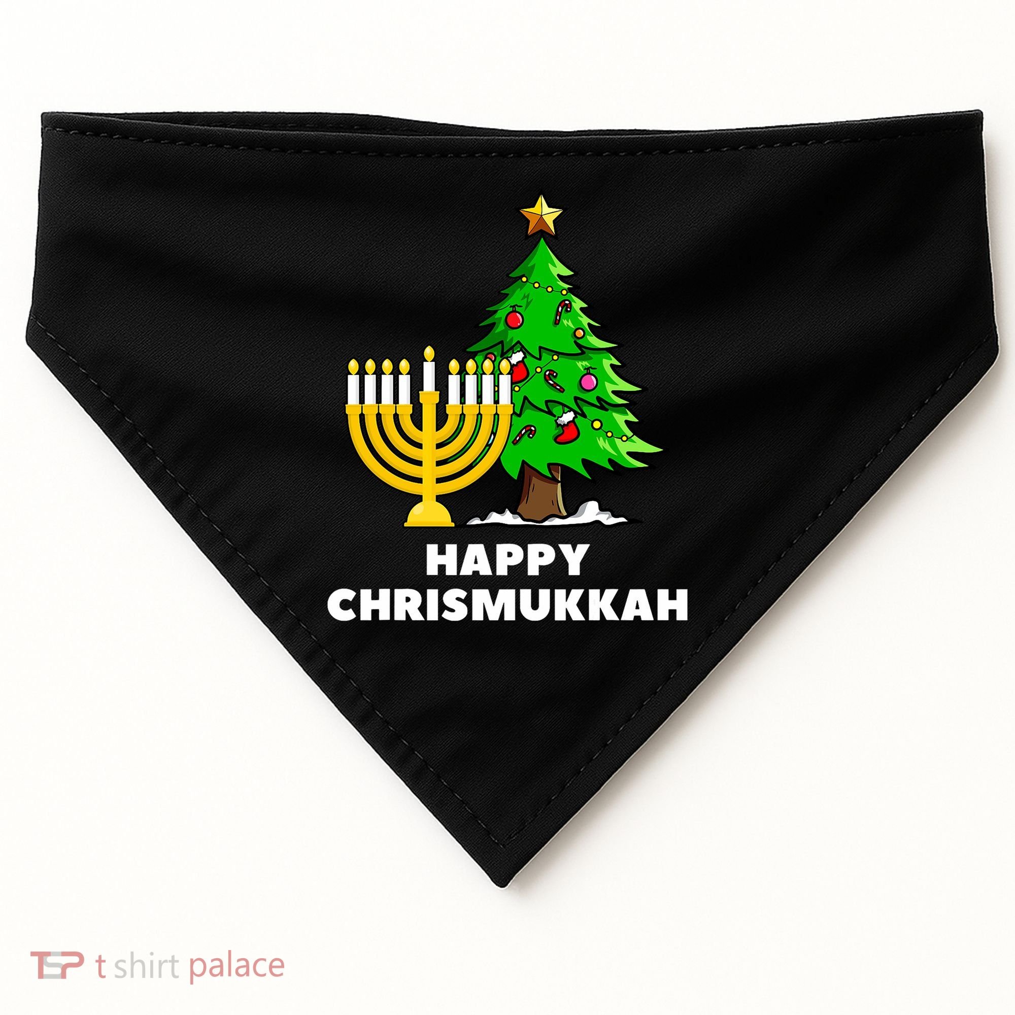 Happy Chrismukkah Funny Hanukkah And Christmas Gift USA-Made Doggie Bandana