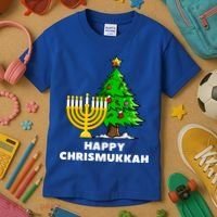 Happy Chrismukkah Funny Hanukkah And Christmas Gift Kids T-Shirt thumb 3