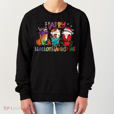 Hallothanksmas Coffee Fall Vibes Cute Halloween Thanksgiving Women's Sweatshirt