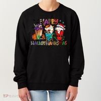 Hallothanksmas Coffee Fall Vibes Cute Halloween Thanksgiving Women's Sweatshirt thumb 0